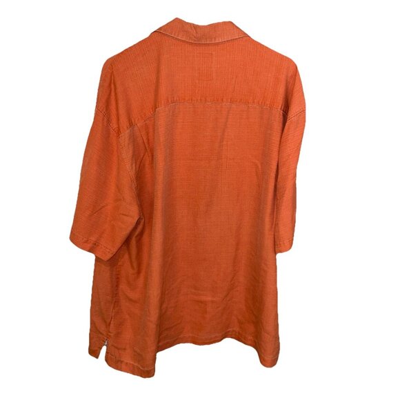 Jamaica Jaxx Men’s Shirt Size XXL Coral Silk Button Up Tropical Hawaiian Pocket - Picture 3 of 8